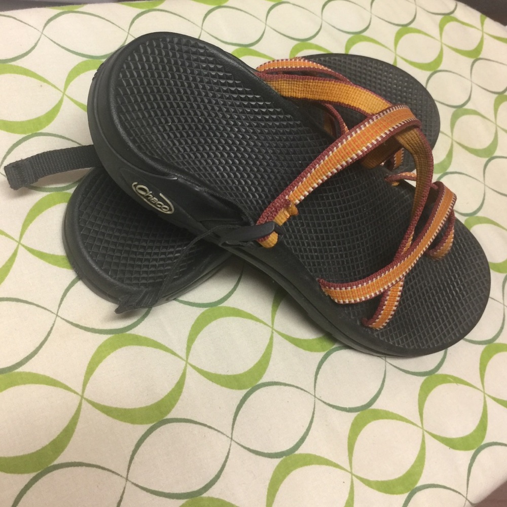 Vibram Black Footbed Sandals with Orange and Yellow Straps - Picture 4 of 4